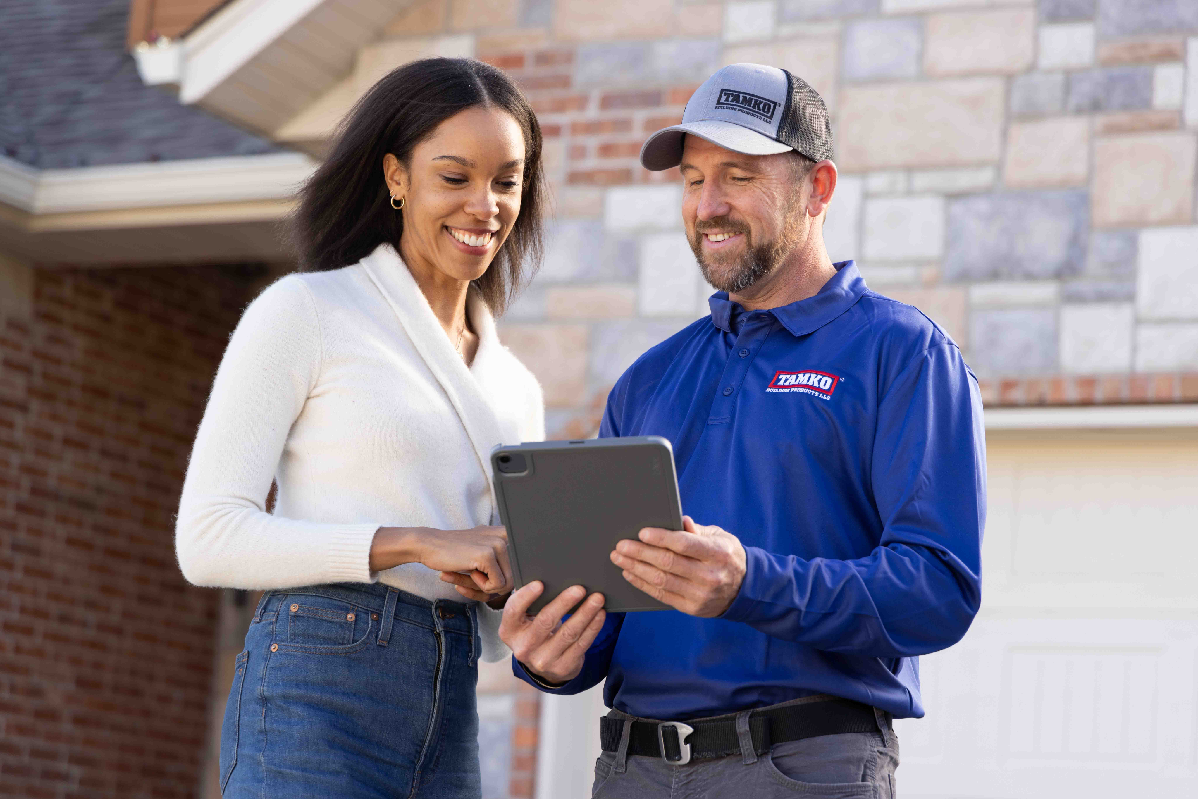 Contractors using the app outside a home